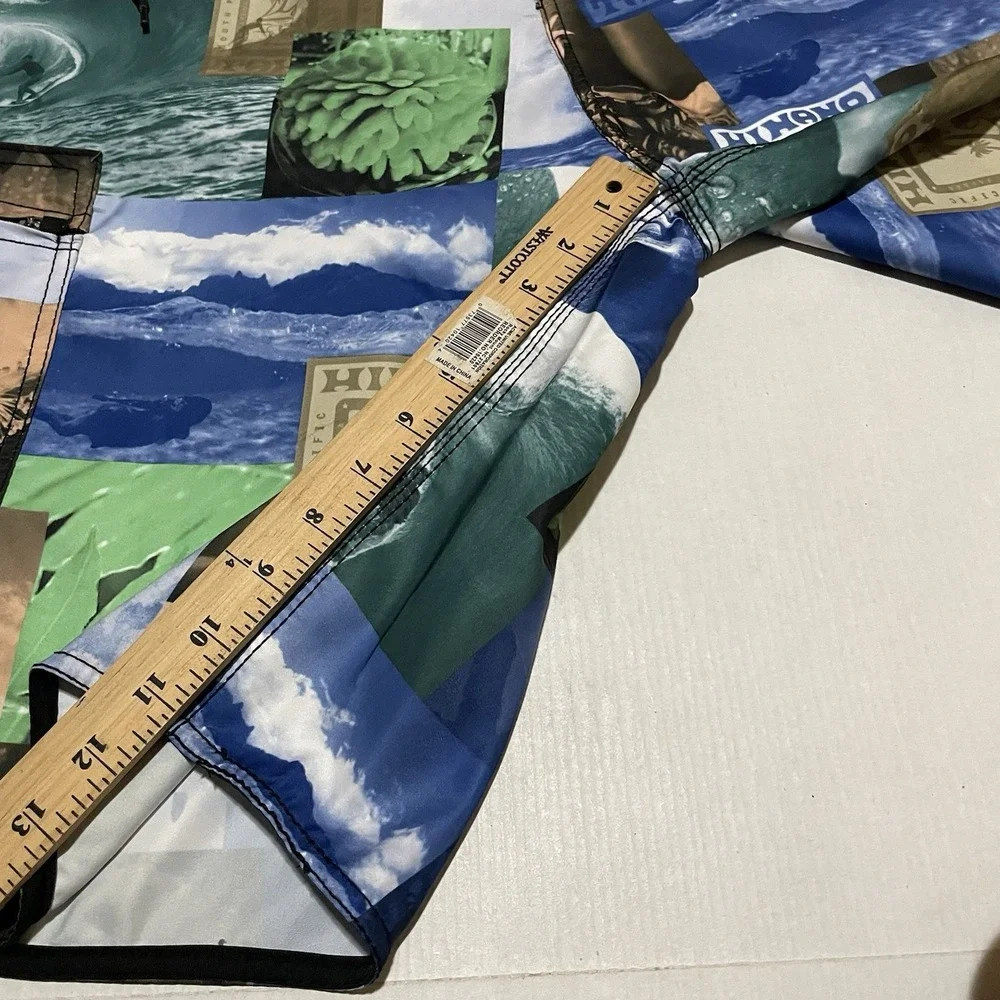 Hinano Tahiti Men's 38 X 11 Board Shorts Hawaiian Surf Swim Trunks Patchwork